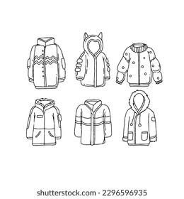 hoodie and jacket handrawn doodle illustrations vector set
