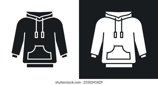 Hoodie jacket icon pack in black color.