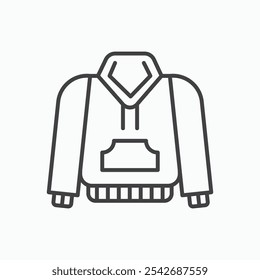 Hoodie jacket icon in thin black lines