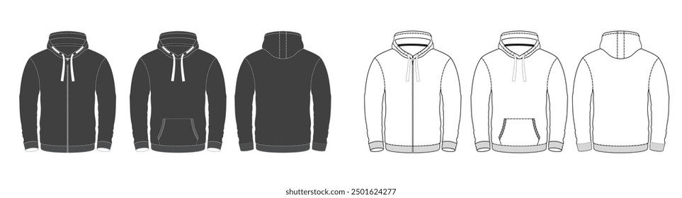 Hoodie jacket vector thin line icon set. outerwear comfortable sweater vector symbol. hoody cloth vector thin line icon. casual hoodie sign for web ui designs