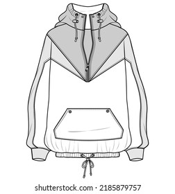 hoodie jacket winter wear flat sketch vector illustration