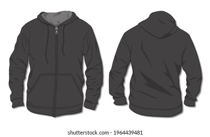 Hoodie jacket with zipper. Mockup template