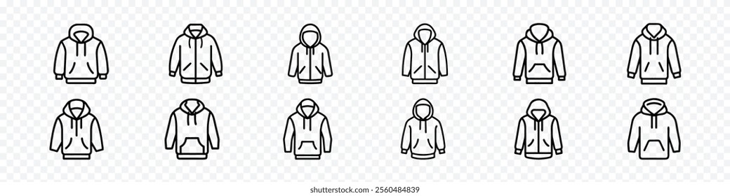 Hoodie line icon. Hoodie wear sign. Hooded sweatshirt symbol, Hoody line icon. Hoodie wear sign. Hooded sweatshirt icon, Sweatshirt icon 