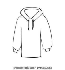 Hoodie with a lowered hood. Doodle hand drawn vector illustration