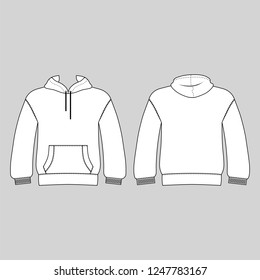 Hoodie man template (front, back views), vector illustration isolated on white background