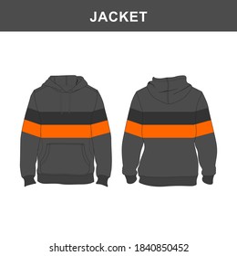 Hoodie Minimalis and Modern Simple Design Two Line, Orange and Black Color Mockup Template Commercial Use