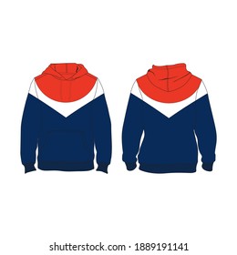 Hoodie Minimalist, Modern Style. Color is Orange, White and Navy, Template and Mockup Design for Commercial Use