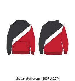 Hoodie Minimalist, Modern Style. Color is Black, White and Red V2, Template and Mockup Design for Commercial Use