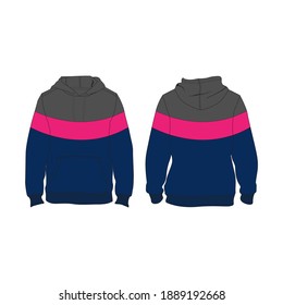 Hoodie Minimalist, Modern Style. Color is Dark Grey, Pink and Navy, Template and Mockup Design for Commercial Use