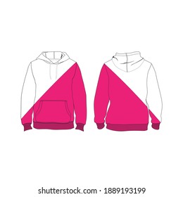 Hoodie Minimalist, Modern Style. Color is White and Light Pink, Template and Mockup Design for Commercial Use