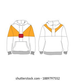 Hoodie Minimalist, Modern Style. Color is White, Yellow and Red, Template and Mockup Design for Commercial Use
