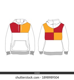 Hoodie Minimalist, Modern Style. Color is White, Yellow and Red, Template and Mockup Design for Commercial Use