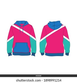 Hoodie Minimalist, Modern Style. Color is White, Pink, Tosca and Blue, Template and Mockup Design for Commercial Use