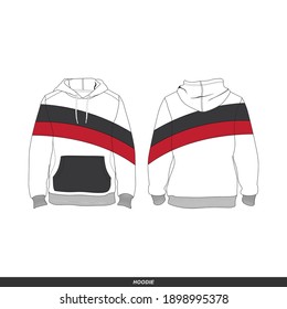 Hoodie Minimalist, Modern Style. Color is White, Black and Red, Template and Mockup Design for Commercial Use