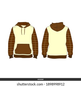 Hoodie Minimalist, Modern Style. Color is Cream, Brown with Square Pattern V2, Template and Mockup Design for Commercial Use