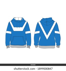 Hoodie Minimalist, Modern Style. Color is Blue and White, Template and Mockup Design for Commercial Use