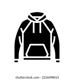 Hoodie Oberbekleidung männliche Glyphe Symbol Vektorgrafik. Oberbekleidung männliches Schild. einzelne Symbolillustration