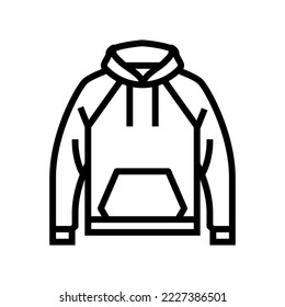 Hoodie Oberbekleidung männliche Linie Symbol Vektorgrafik. Oberbekleidung männliches Schild. isoliertes Kontursymbol