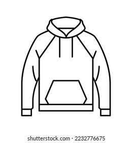 Hoodie Oberbekleidung männliche Linie Symbol Vektorgrafik. Oberbekleidung männliches Schild. isoliertes Kontursymbol