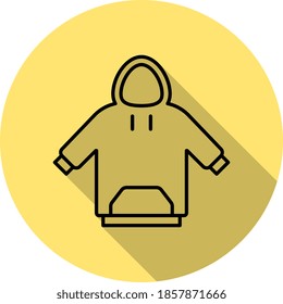 Hoodie outline icon in long shadow style