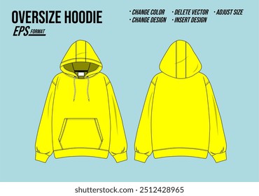 Hoodie Oversize-Modell-Vorlage, Vektordesign-Illustration für Mode