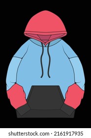 hoodie oversized jacket coloring drawing vector, hoodie jacket oversized, trainers template hoodie jacket, vector Illustration.
