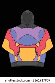 hoodie oversized jacket coloring drawing vector, hoodie jacket oversized, trainers template hoodie jacket, vector Illustration.

