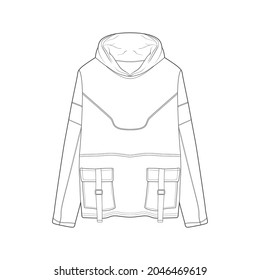 Hoodie Oversized Outline Drawing Vector Hoodie Stock Vector (Royalty ...