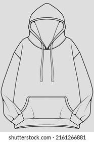 Hoodie Oversized Outline Drawing Vector Hoodie Stock Vector (Royalty ...