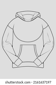 Hoodie Oversized Outline Drawing Vector Hoodie Stock Vector (Royalty ...