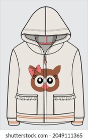 HOODIE WITH OWL EMBRODERY FOR GIRL