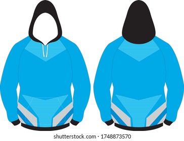 HOODIE WITH POCKET HOOD SPORTSWEAR RAGLAN SLEEVE TOP SHIRT JERSEY DESIGN TEMPLATE MOCK UPS VECTOR