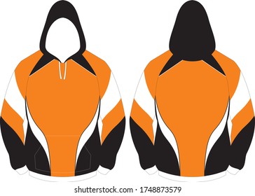 HOODIE WITH POCKET HOOD SPORTSWEAR RAGLAN SLEEVE TOP SHIRT JERSEY DESIGN TEMPLATE MOCK UPS VECTOR