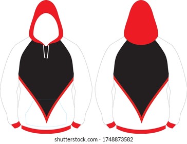 HOODIE WITH POCKET HOOD SPORTSWEAR RAGLAN SLEEVE TOP SHIRT JERSEY DESIGN TEMPLATE MOCK UPS VECTOR