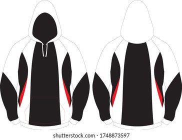HOODIE WITH POCKET HOOD SPORTSWEAR RAGLAN SLEEVE TOP SHIRT JERSEY DESIGN TEMPLATE MOCK UPS VECTOR