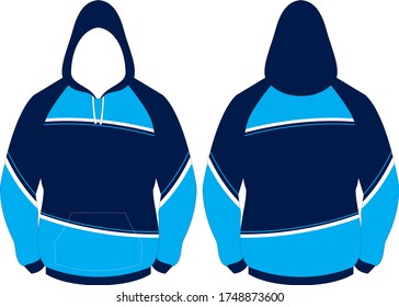 HOODIE WITH POCKET HOOD SPORTSWEAR RAGLAN SLEEVE TOP SHIRT JERSEY DESIGN TEMPLATE MOCK UPS VECTOR