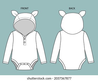 hoodie romper for baby front and back view