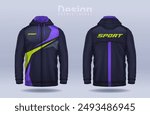 Hoodie shirts template.Jacket Design,Sportswear Track front and back view.