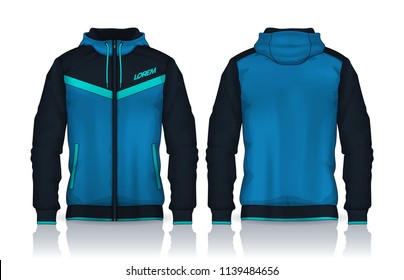 Hoodie shirts template.Jacket Design,Sportswear Track front and back view.