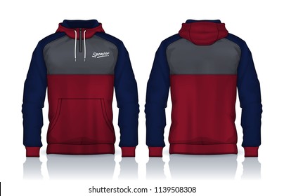 Hoodie Shirts Template.Jacket Design,Sportswear Track Front And Back View.
