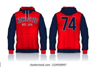 Hoodie Shirts Template.Jacket Design, Sportswear Track Front und Back View.