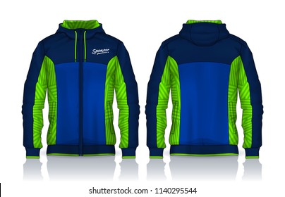 Hoodie shirts template.Jacket Design,Sportswear Track front and back view.