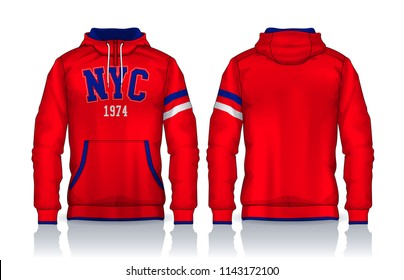 Hoodie shirts template.Jacket Design,Sportswear Track front and back view.