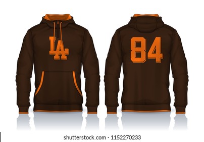 Hoodie shirts template.Jacket Design,Sportswear Track front and back view.