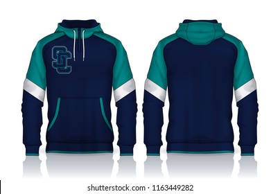 Hoodie shirts template.Jacket Design,Sportswear Track front and back view.