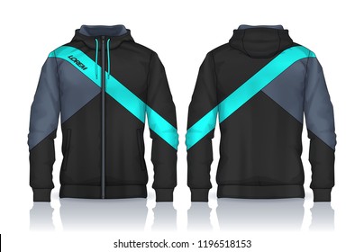 Hoodie shirts template.Jacket Design,Sportswear Track front and back view.