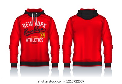 Hoodie shirts template.Jacket Design,Sportswear Track front and back view.