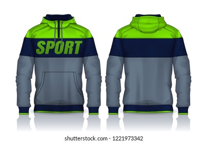 Hoodie shirts template.Jacket Design,Sportswear Track front and back view.