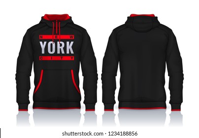 Hoodie shirts template.Jacket Design,Sportswear Track front and back view.