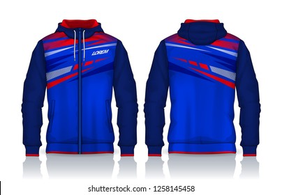 Hoodie shirts template.Jacket Design,Sportswear Track front and back view.